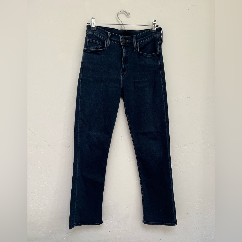 Mother Denim Jeans Mid Rise Rider Ankle Black Straight-Leg Jeans Sz 28